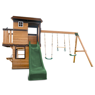 Lifespan Kids Darlington Swing Set & Play Centre with 2.2m Slide (Green)
