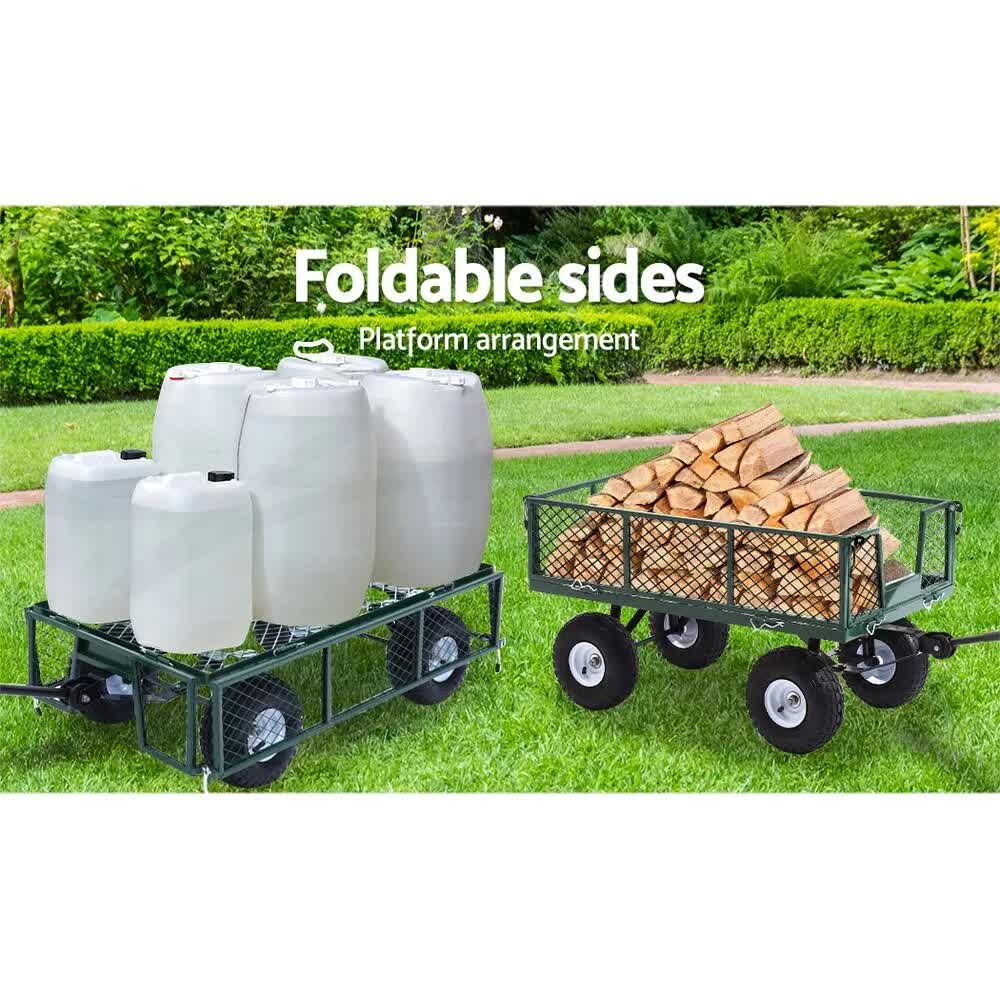 300kg Gardeon Mesh Garden Cart Steel Removable Sides Trolley Wagon ATV Trailer Gardeon