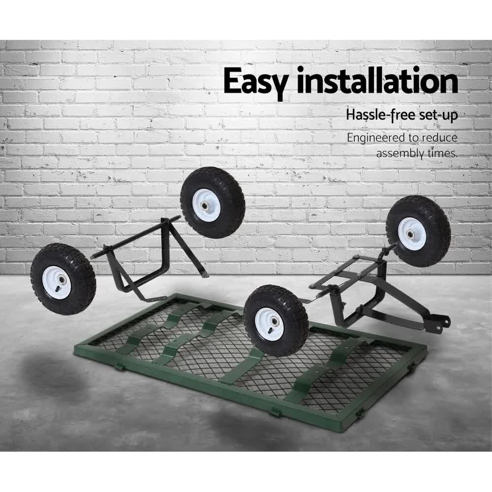 300kg Gardeon Mesh Garden Cart Steel Removable Sides Trolley Wagon ATV Trailer Gardeon