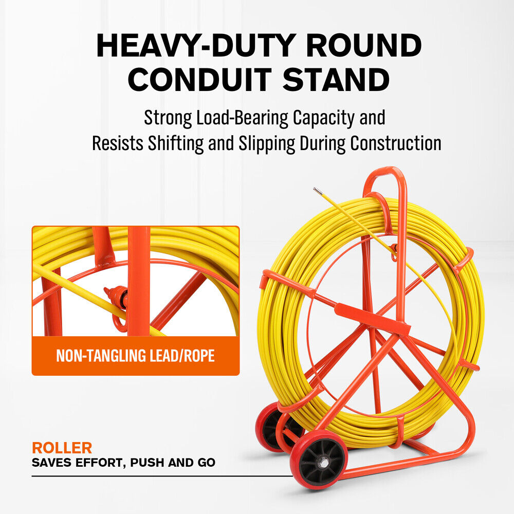 150M×8MM Fish Tape Puller Fiberglass Wire Cable Running Duct Rodder Heavy Duty Does not Apply