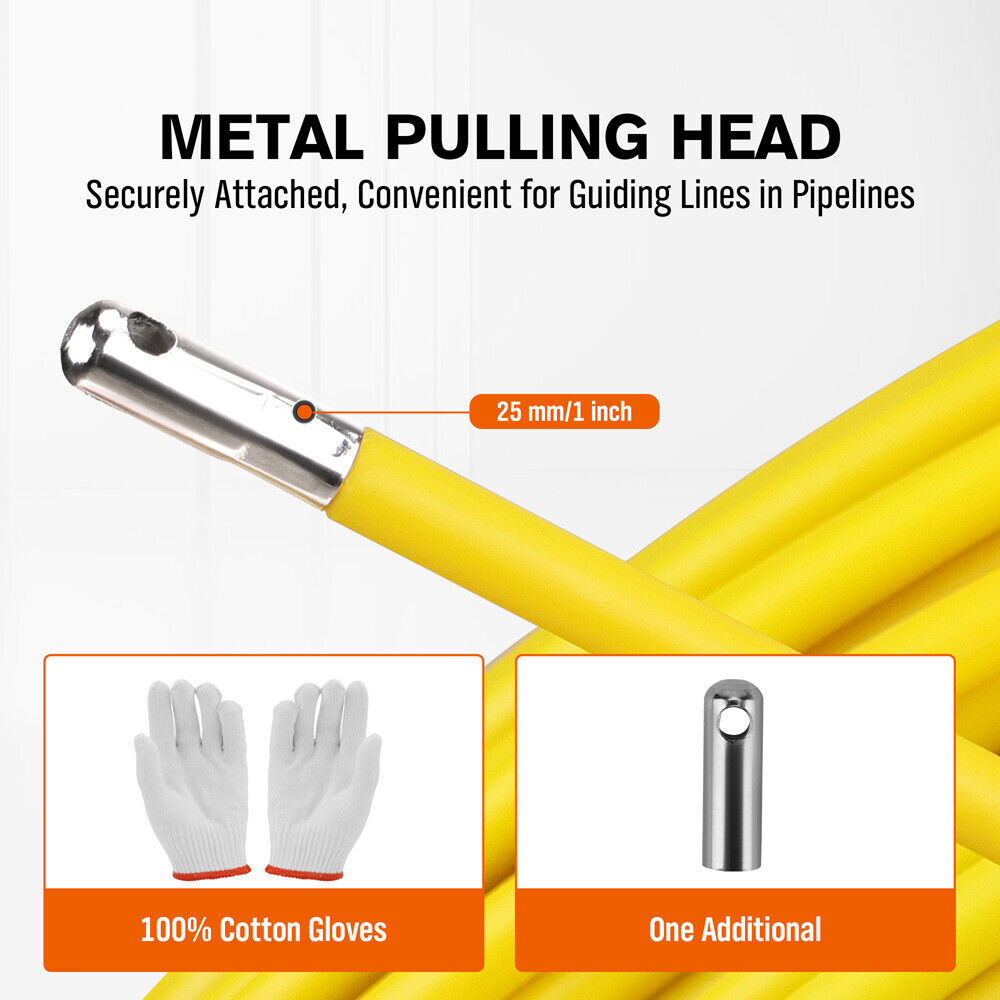 150M×8MM Fish Tape Puller Fiberglass Wire Cable Running Duct Rodder Heavy Duty Does not Apply