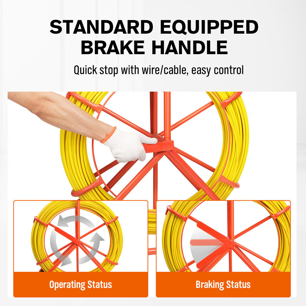 150M×8MM Fish Tape Puller Fiberglass Wire Cable Running Duct Rodder Heavy Duty Does not Apply