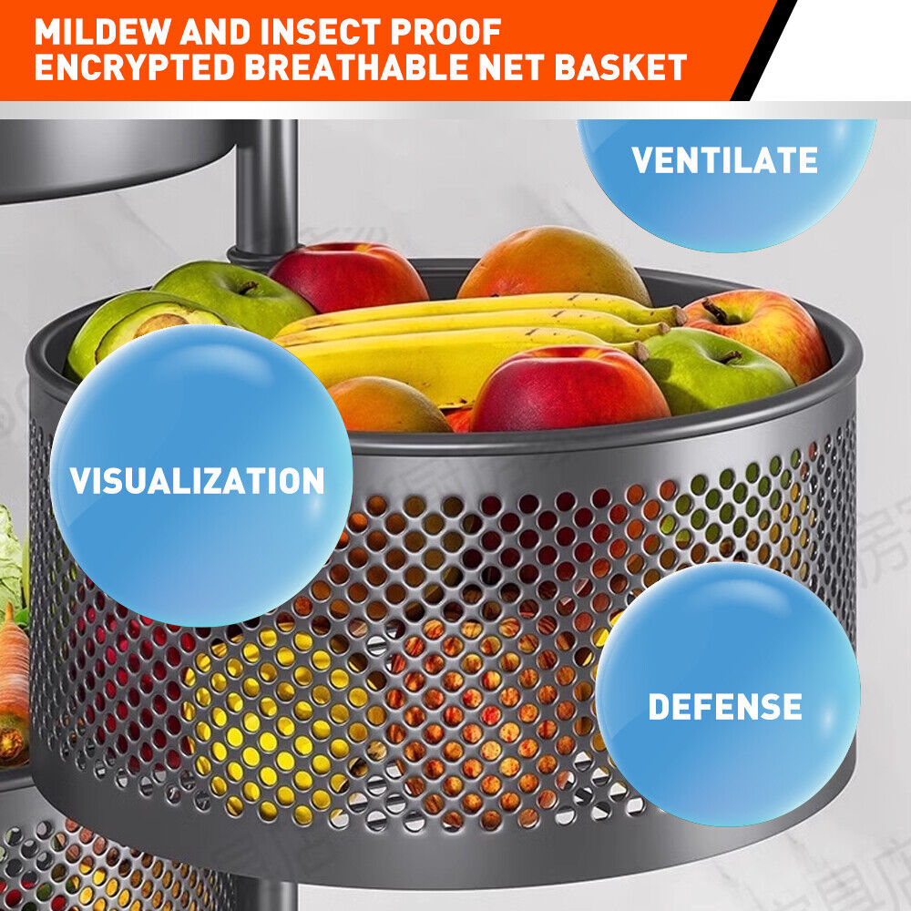 5 Tiers Kitchen Trolley Cart Wheels Round Vegetable Storage Holder Fruit Holder Does Not Apply