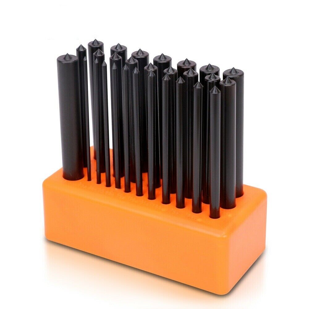 28x Center Transfer Punches Set Machinists Tool Punch Stand Heat Treated Steel Does Not Apply