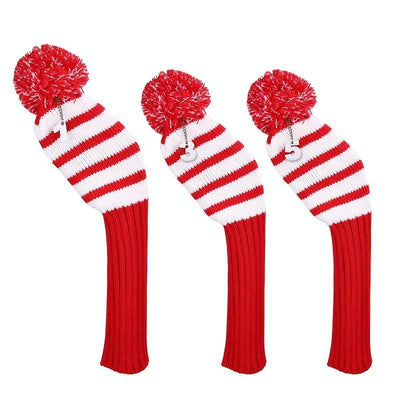 Set of 3 Knitted Golf Club Covers - Red