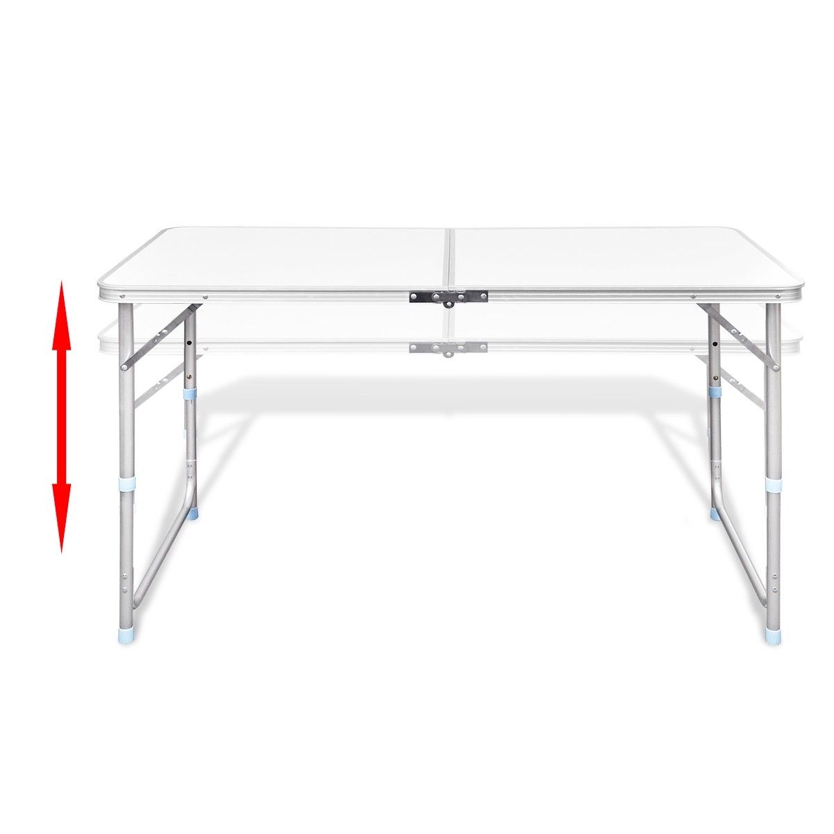 Aluminium Folding Portable Garden Camping Picnic BBQ Table Height Adjustable 120 x 60 cm - white Does Not Apply
