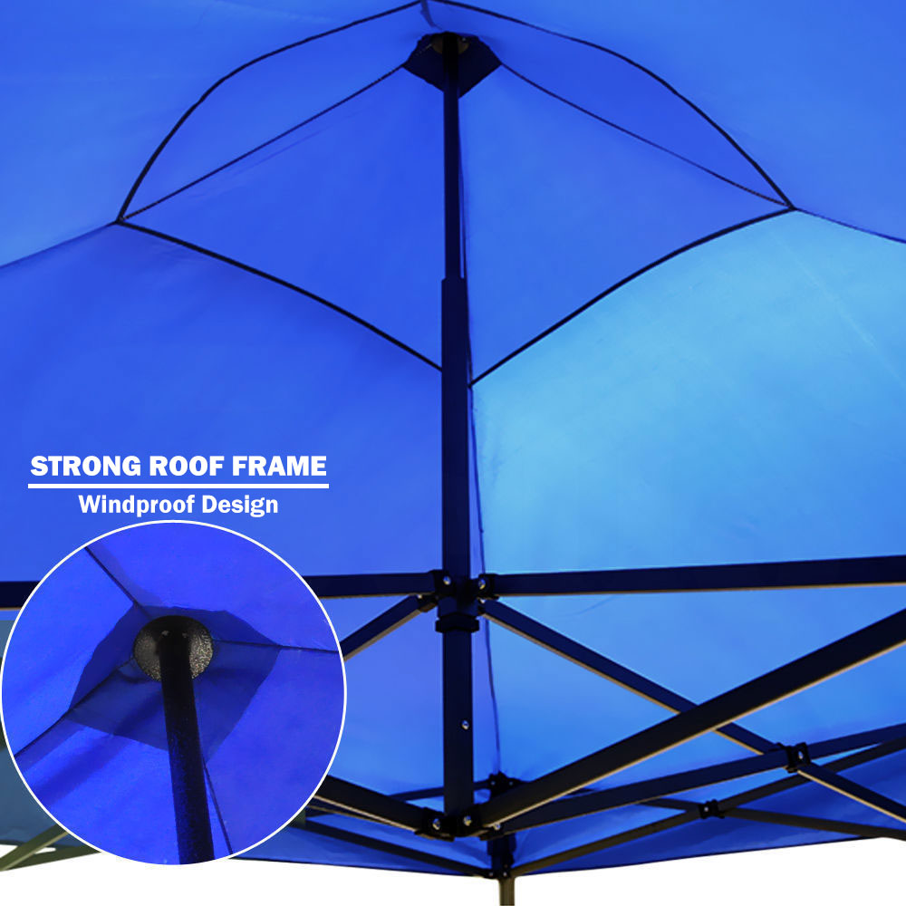 3x3m Pop Up Gazebo Outdoor Tent Folding Marquee Party Camping Market Canopy w/ Side Wall - blue Does Not Apply