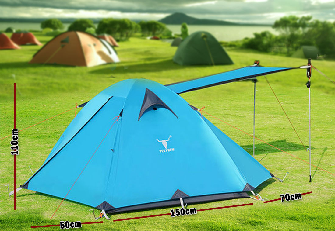 2 Person Portable Outdoor Lightweight Cycling Hiking Backpacking Camping Waterproof Tent - Blue Does Not Apply