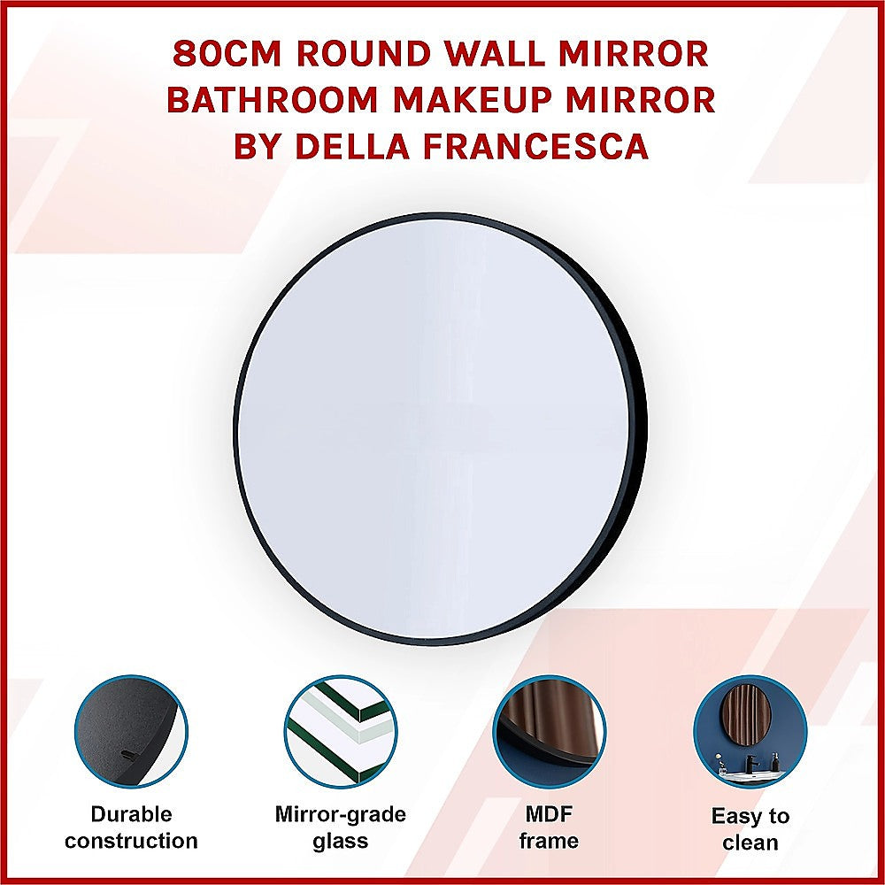 80cm Round Wall Mirror Bathroom Makeup Mirror by Della Francesca Della Francesca