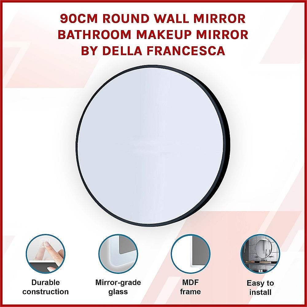 90cm Round Wall Mirror Bathroom Makeup Mirror by Della Francesca Della Francesca