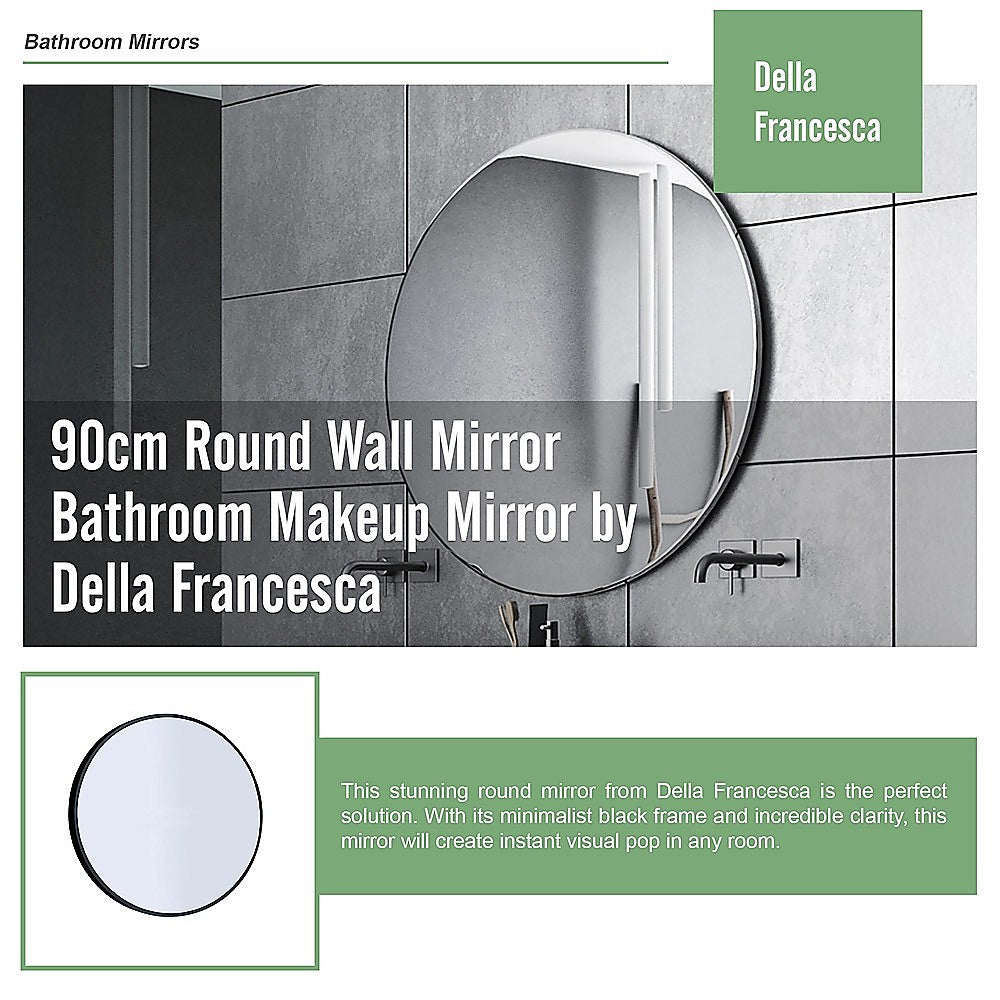 90cm Round Wall Mirror Bathroom Makeup Mirror by Della Francesca Della Francesca