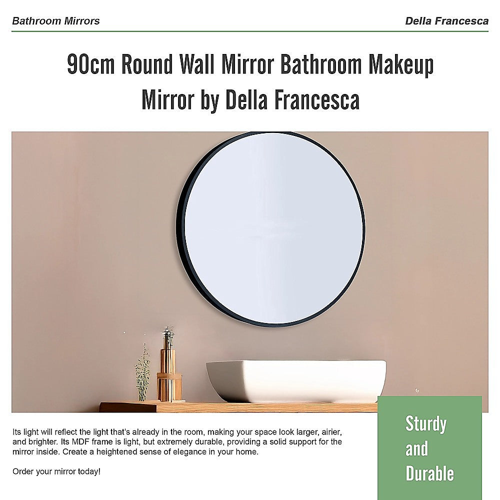 90cm Round Wall Mirror Bathroom Makeup Mirror by Della Francesca Della Francesca