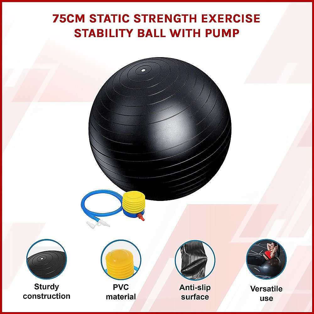 75cm Static Strength Exercise Stability Ball with Pump Does not apply