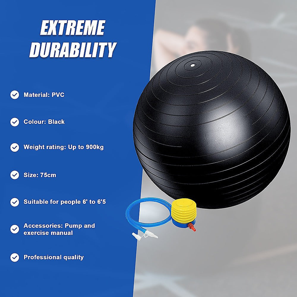 75cm Static Strength Exercise Stability Ball with Pump Does not apply