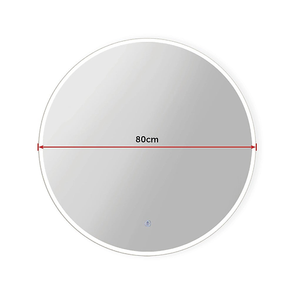 80cm LED Wall Mirror Bathroom Mirrors Light Decor Round Della Francesca