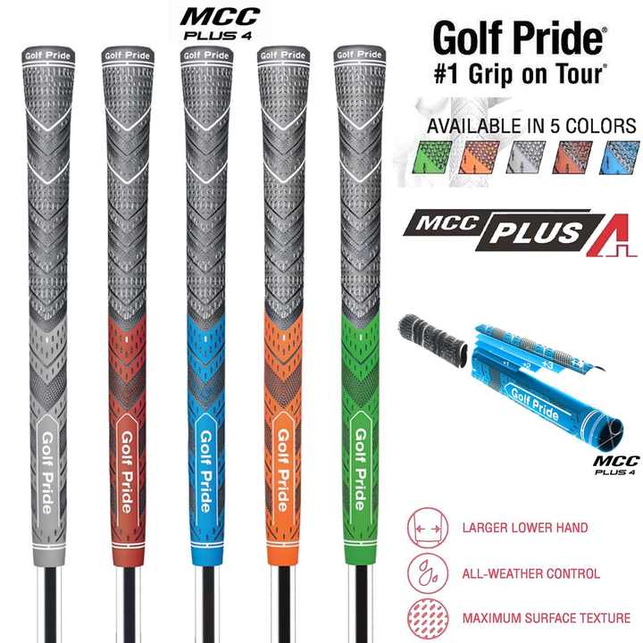 2 Pcs Orange Standard MCC PLUS4 Golf Grip - Standard Rubber and Cotton Thread Hybrid, 265 mm, 52g, Core 60 Does Not Apply