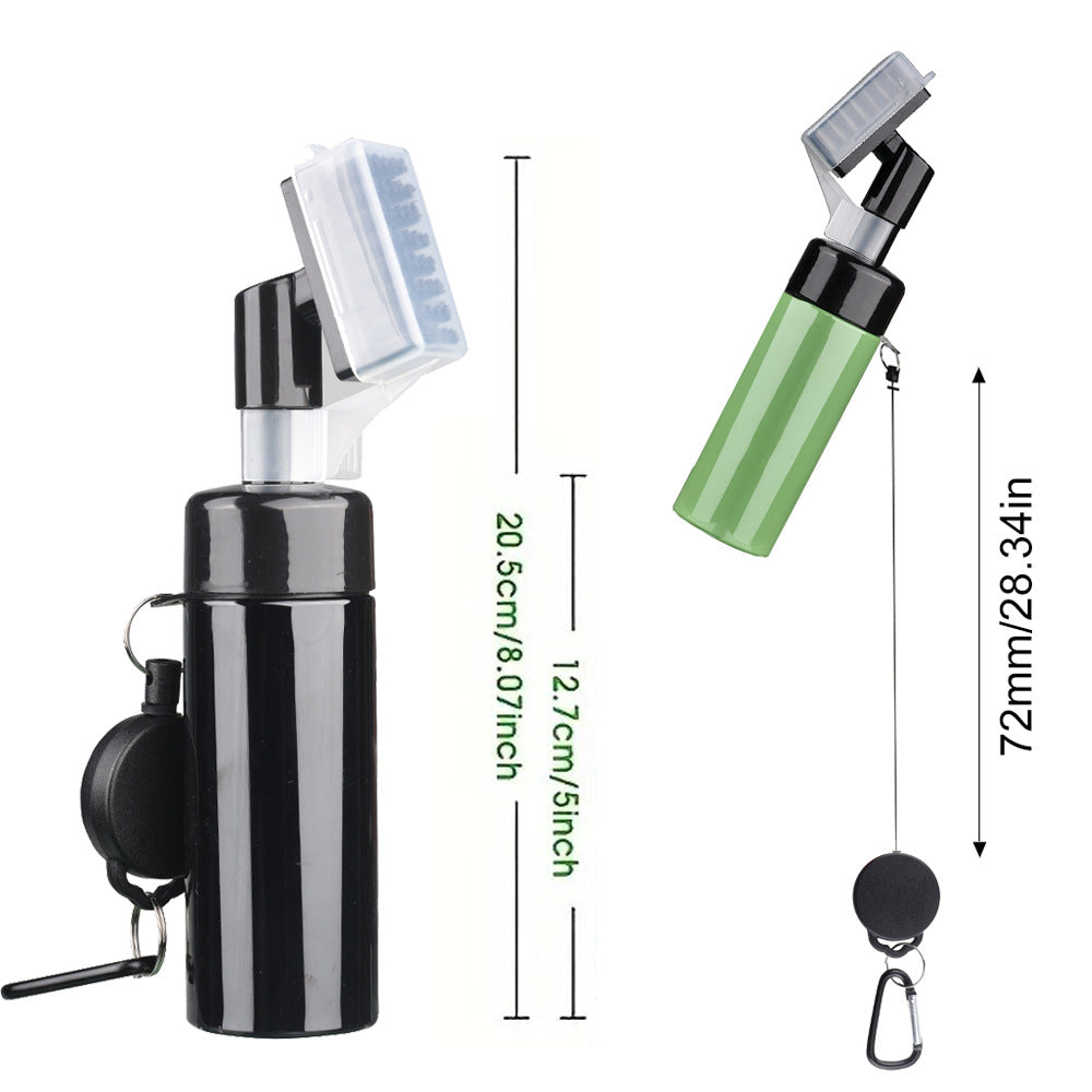 Portable Golf Club Groove Cleaner Brush with Water Spray Bottle & Retractable Keychain(black)