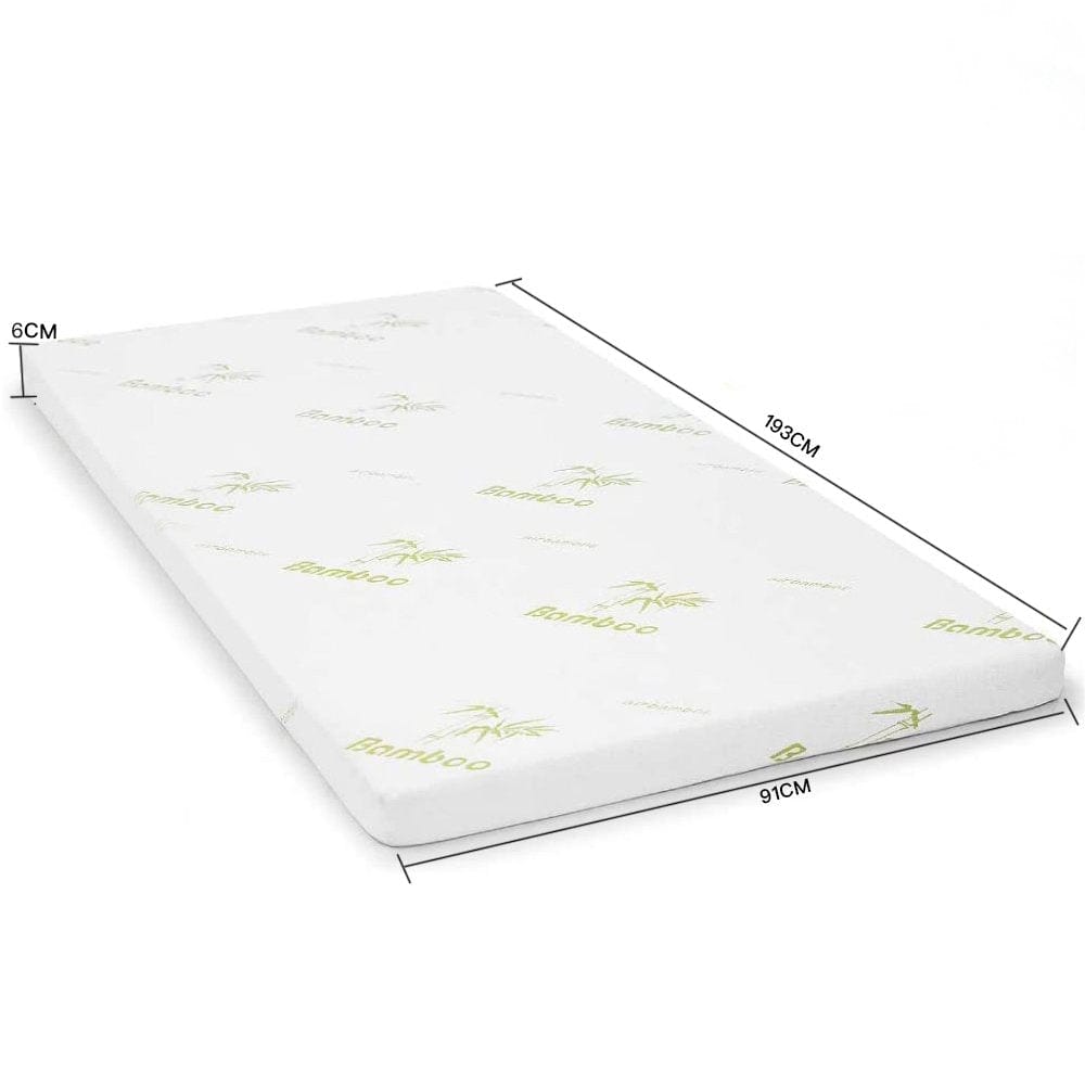 6cm Memory Foam Mattress Topper with Bamboo Cover - Single Does Not Apply