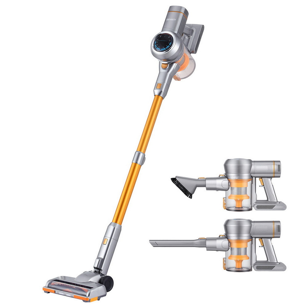 Devanti 300W Stick Vacuum Cleaner Cordless Self-Standing Golden Awezingly