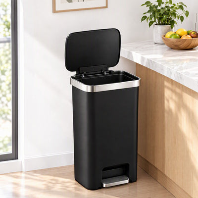 Artiss Rubbish Bin 51L Kitchen Pedal Soft Close Lid Liner Pocket Black