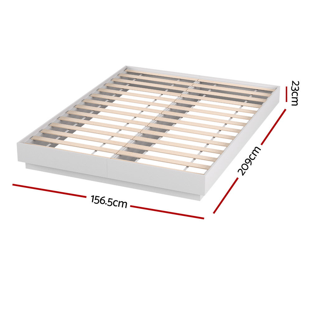 Artiss Queen Bed Frame with 16Colour Led Light Wooden Platform Bed Base DAYGLOW Awezingly
