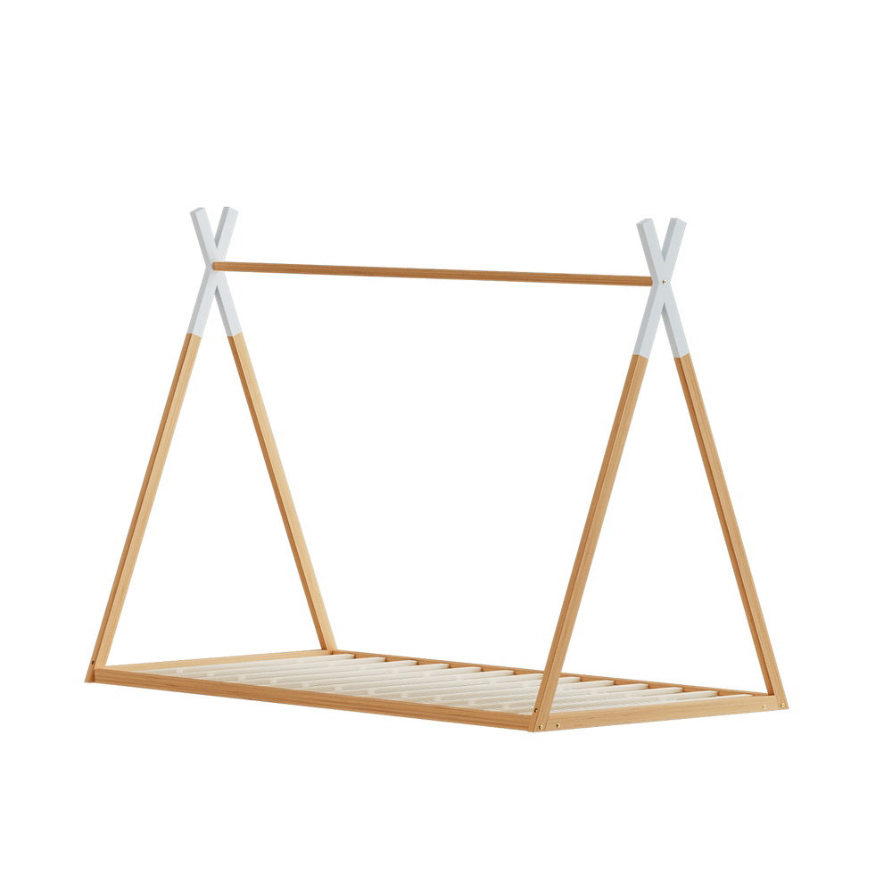 Artiss Bed Frame Wooden Kids House Single Frame Oak ENID Artiss