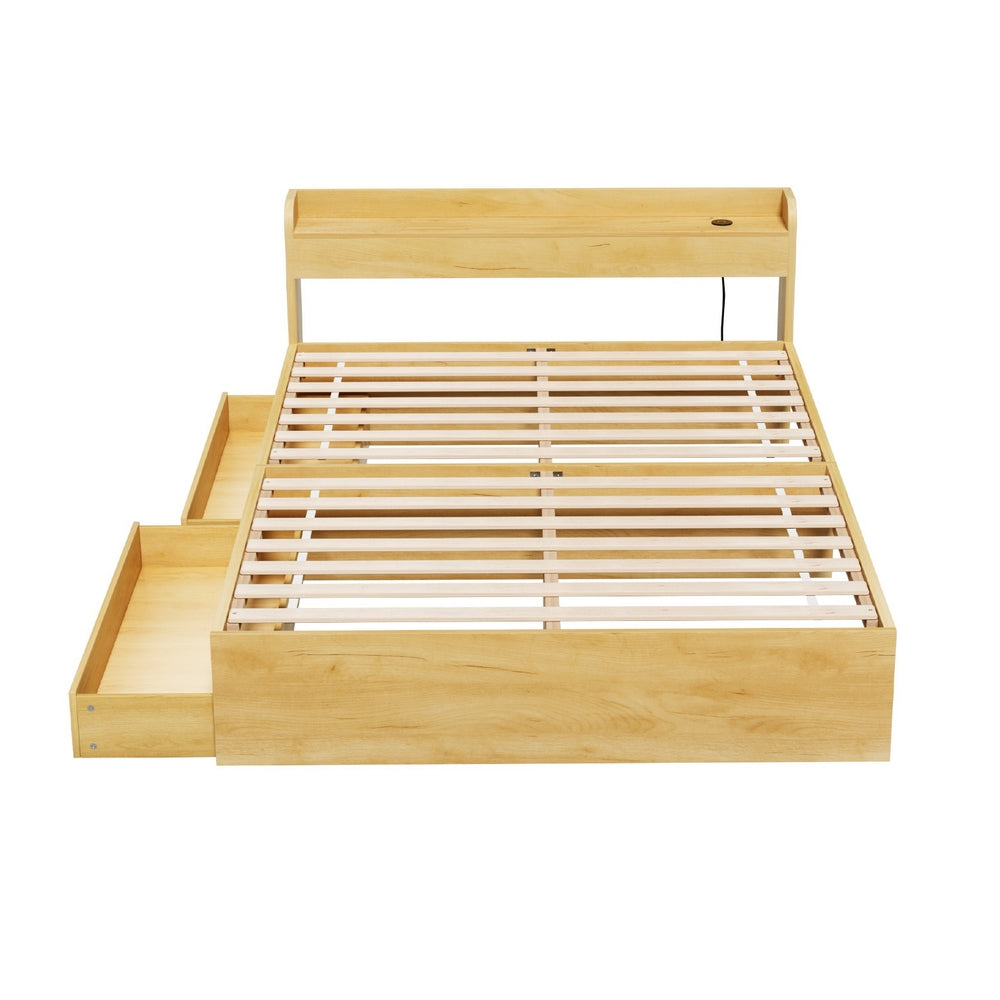Artiss Bed Frame Double Size with Charging Ports and 2 Drawers AURA Artiss