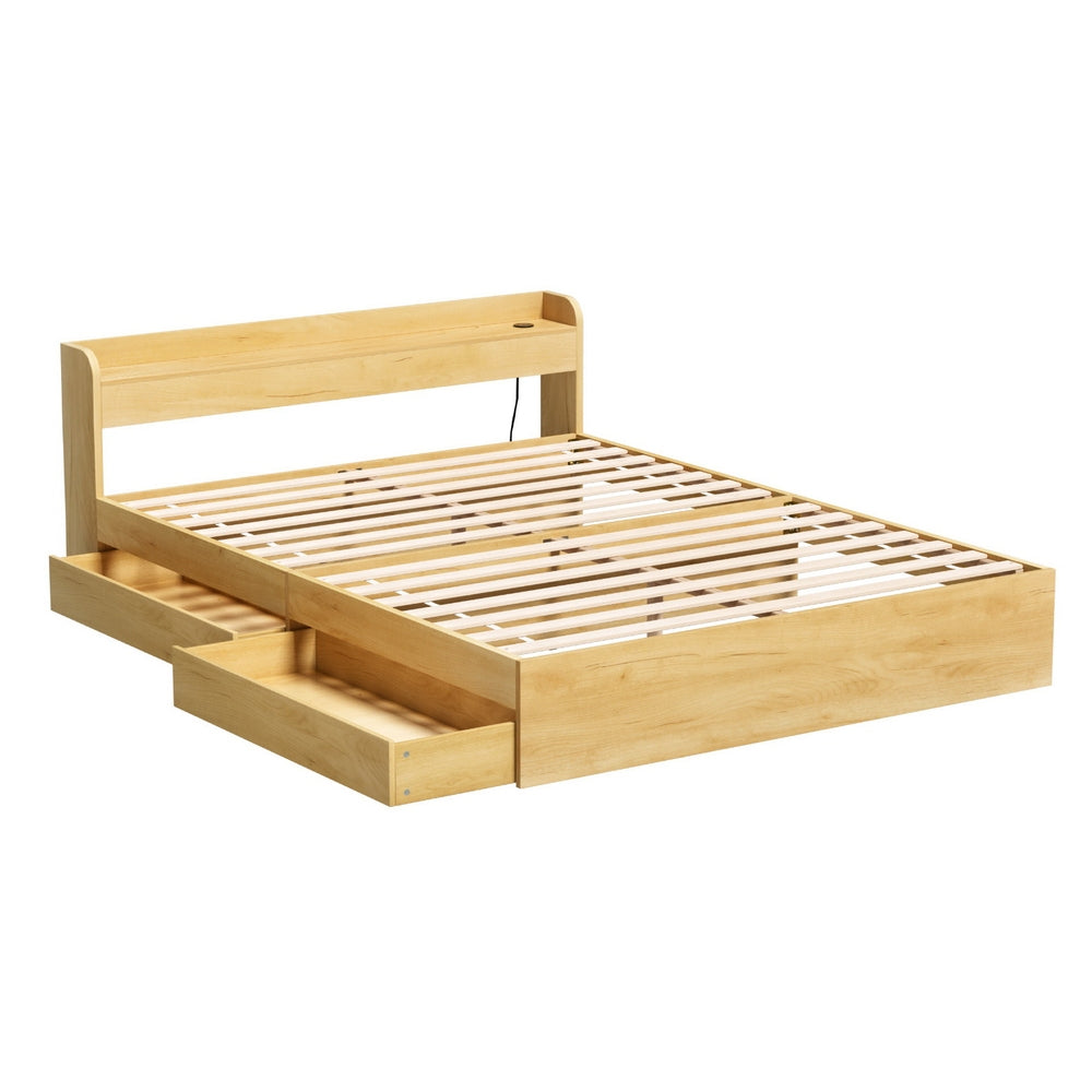 Artiss Bed Frame Queen Size with Charging Ports and 2 Drawers AURA Artiss