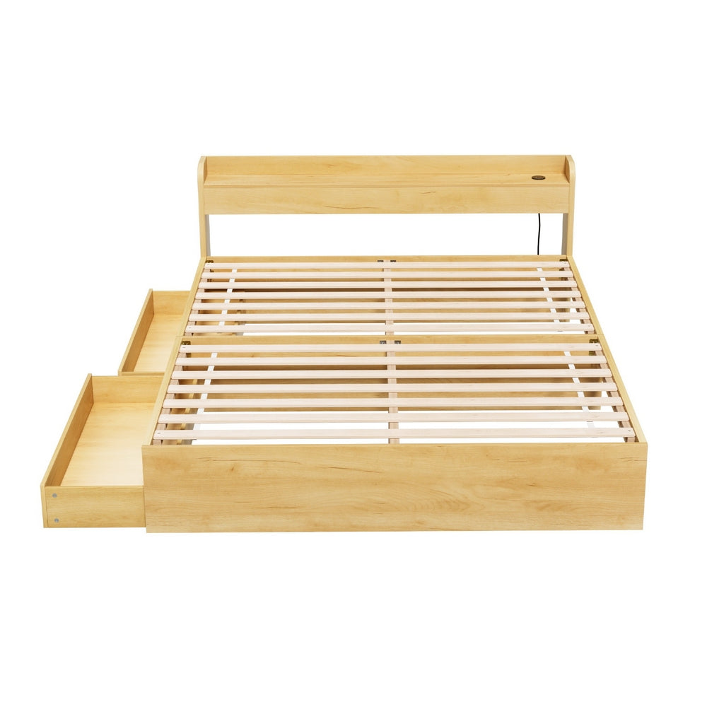 Artiss Bed Frame Queen Size with Charging Ports and 2 Drawers AURA Artiss