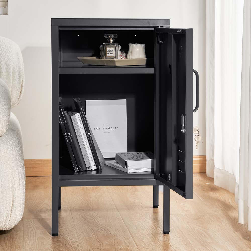 ArtissIn Mini Metal Locker Storage Shelf Organizer Cabinet Bedroom Black freeshipping - Awezingly