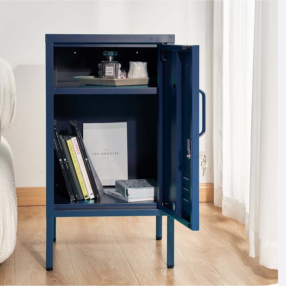 ArtissIn Mini Metal Locker Storage Shelf Organizer Cabinet Bedroom Blue freeshipping - Awezingly