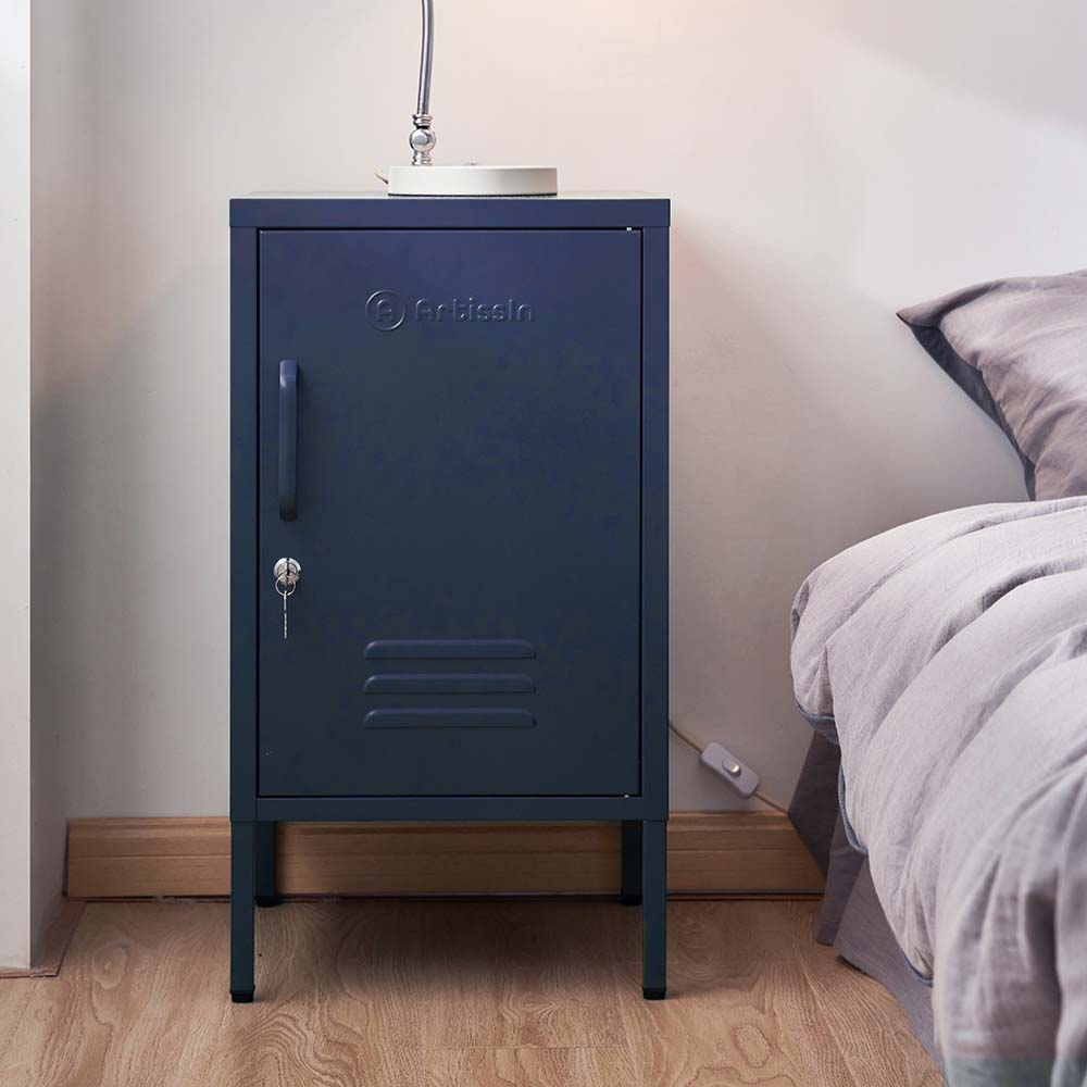 ArtissIn Mini Metal Locker Storage Shelf Organizer Cabinet Bedroom Blue freeshipping - Awezingly