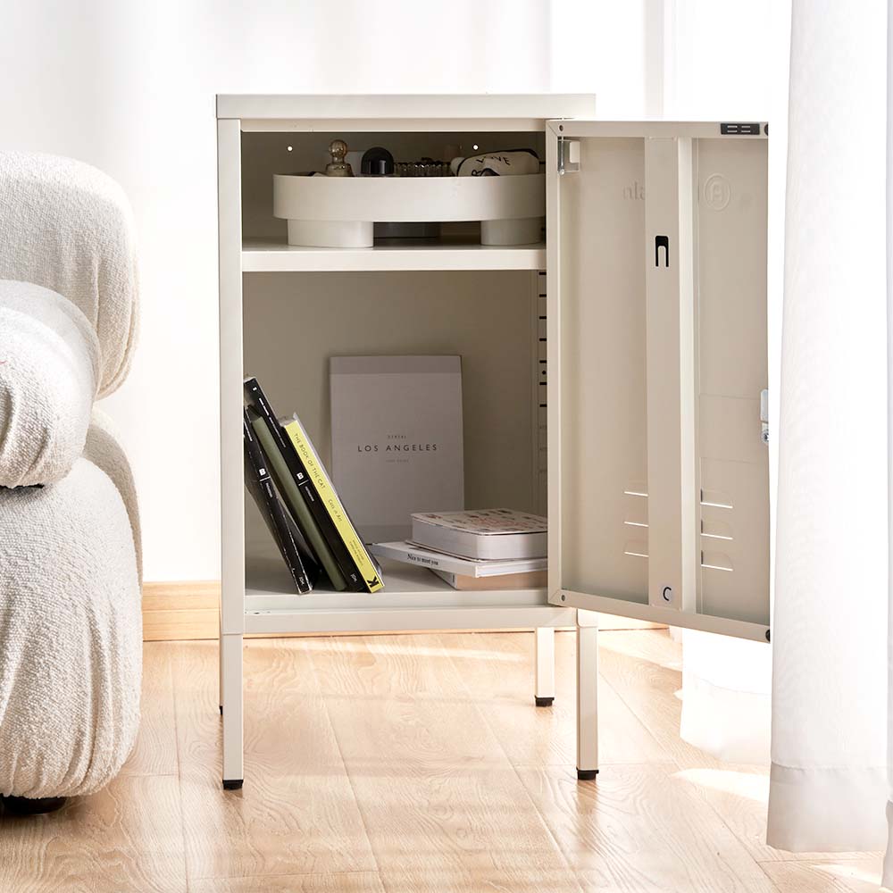 ArtissIn Mini Metal Locker Storage Shelf Organizer Cabinet Bedroom White freeshipping - Awezingly