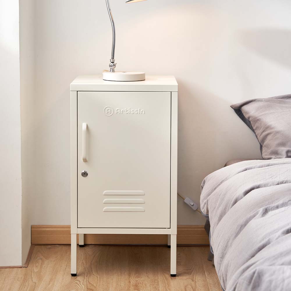 ArtissIn Mini Metal Locker Storage Shelf Organizer Cabinet Bedroom White freeshipping - Awezingly