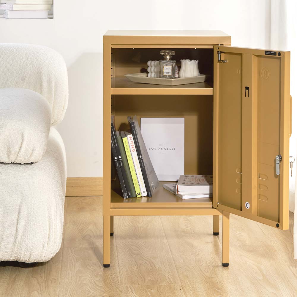 ArtissIn Mini Metal Locker Storage Shelf Organizer Cabinet Bedroom Yellow freeshipping - Awezingly