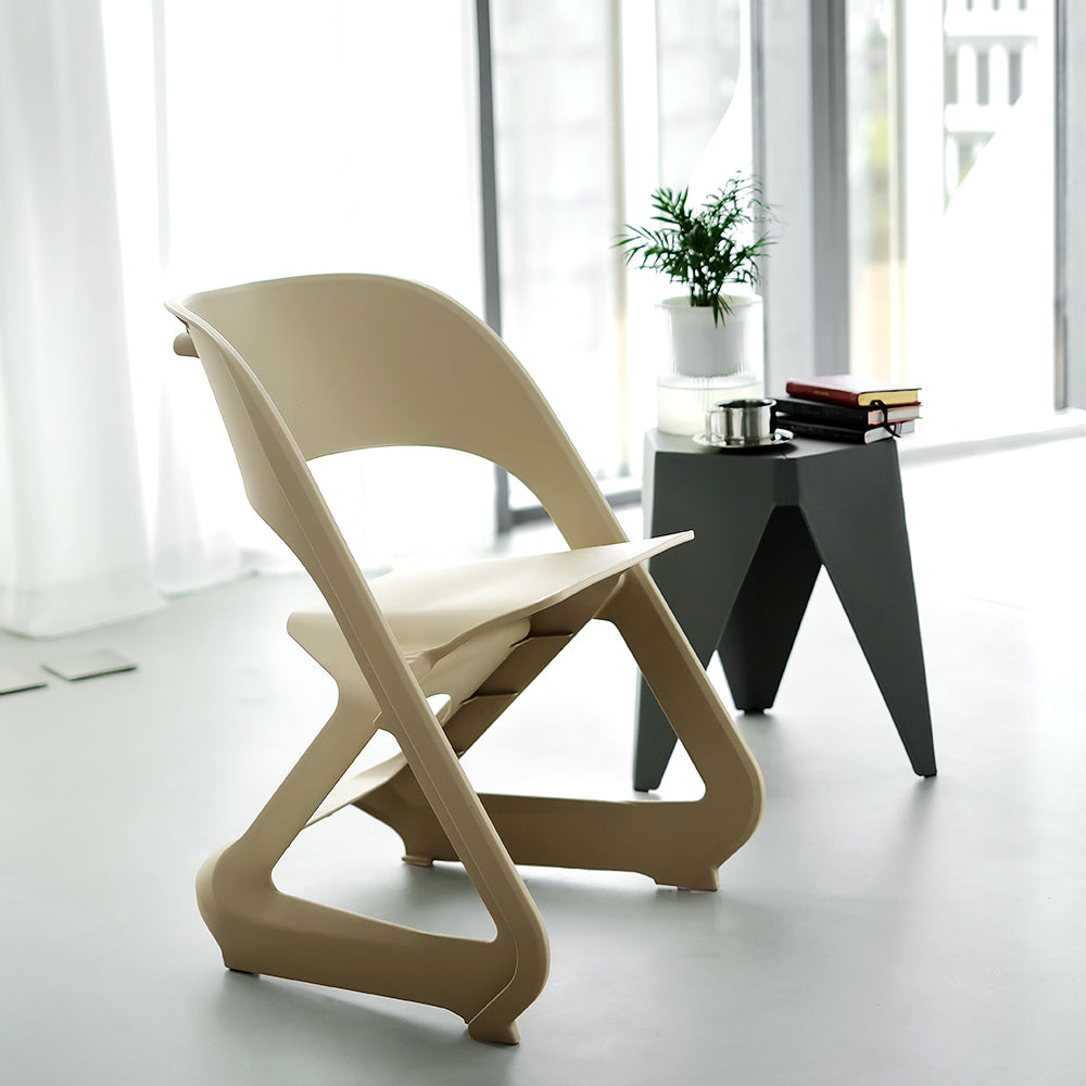 ArtissIn Set of 4 Dining Chairs Office Cafe Lounge Seat Stackable Plastic Leisure Chairs Beige freeshipping - Awezingly