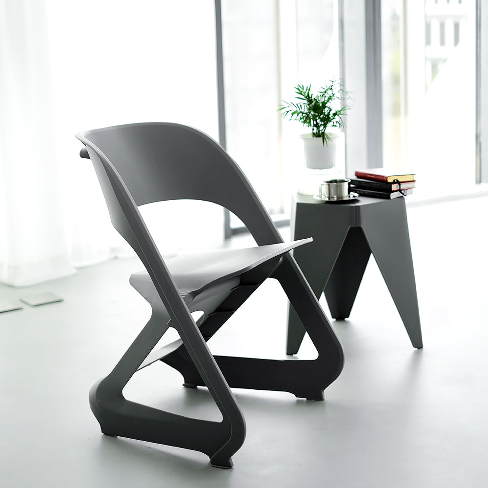 ArtissIn Set of 4 Dining Chairs Office Cafe Lounge Seat Stackable Plastic Leisure Chairs Grey freeshipping - Awezingly