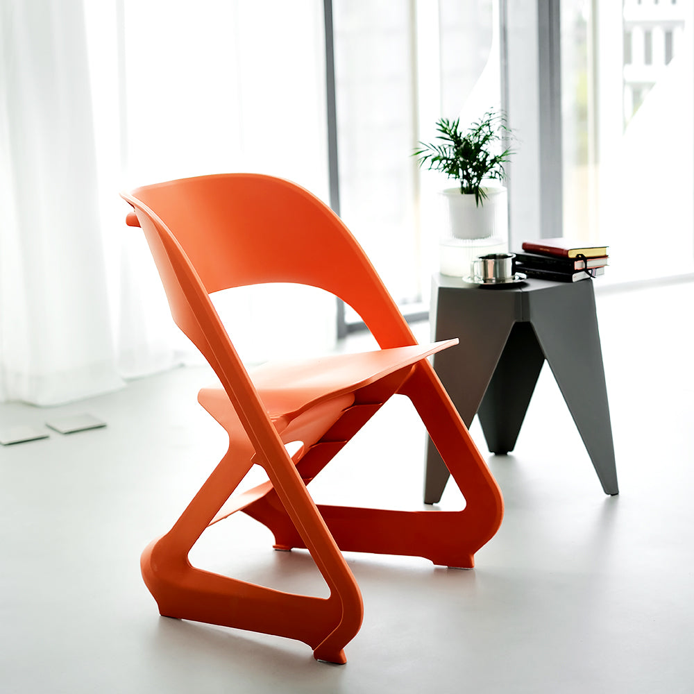 ArtissIn Set of 4 Dining Chairs Office Cafe Lounge Seat Stackable Plastic Leisure Chairs Orange freeshipping - Awezingly
