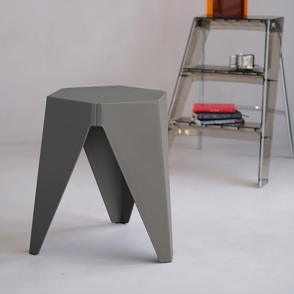 ArtissIn Set of 2 Puzzle Stool Plastic Stacking Stools Chair Outdoor Indoor Grey freeshipping - Awezingly