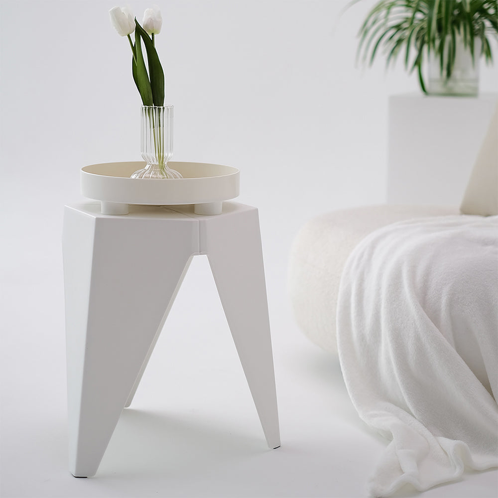 ArtissIn Set of 2 Puzzle Stool Plastic Stacking Stools Chair Outdoor Indoor White freeshipping - Awezingly