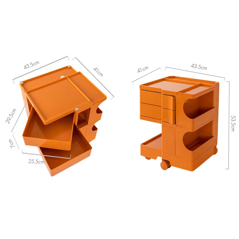 ArtissIn Bedside Table Side Tables Nightstand Organizer Replica Boby Trolley 3Tier Orange freeshipping - Awezingly