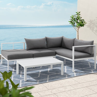 Gardeon 4-Seater Aluminium Outdoor Sofa Set Lounge Setting Table Chair Furniture