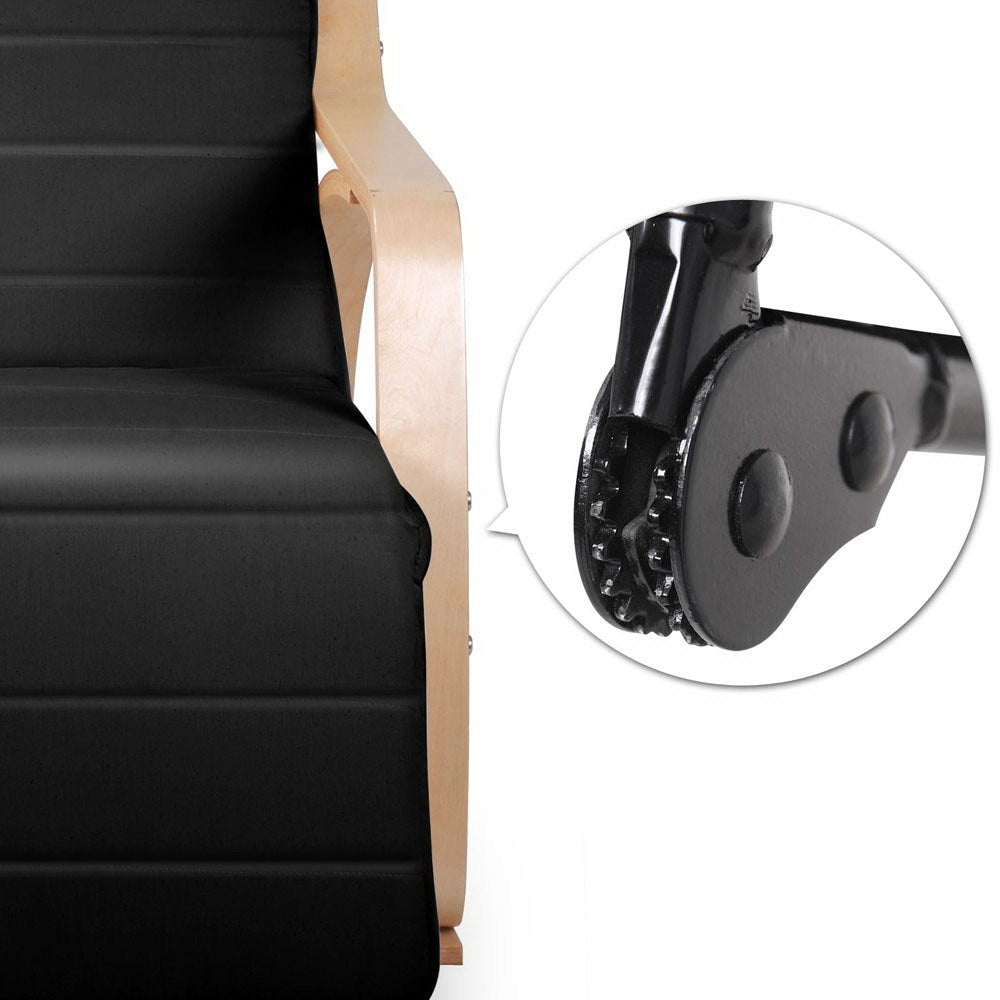 Artiss Fabric Rocking Armchair with Adjustable Footrest - Black freeshipping - Awezingly