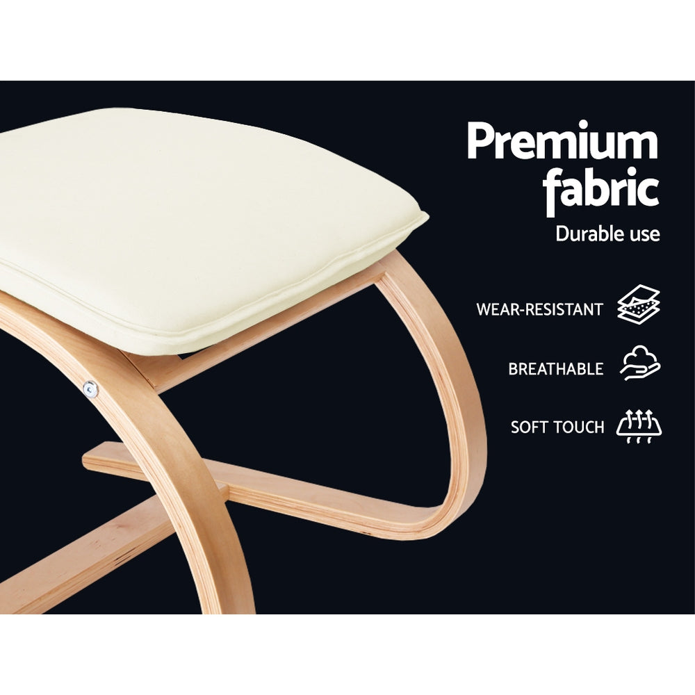 Artiss Wooden Armchair with Foot Stool - Beige freeshipping - Awezingly