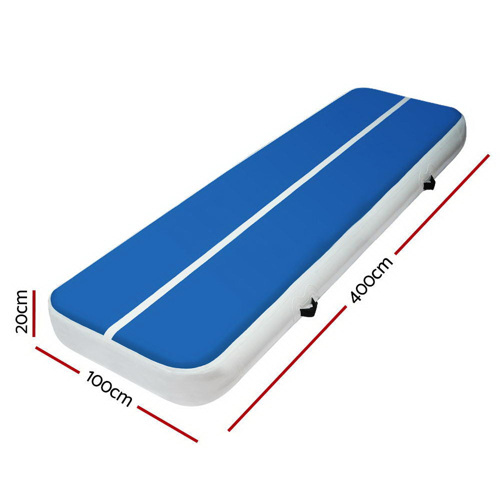 4m x 1m Inflatable Air Track Mat 20cm Thick Gymnastic Tumbling Blue And White freeshipping - Awezingly