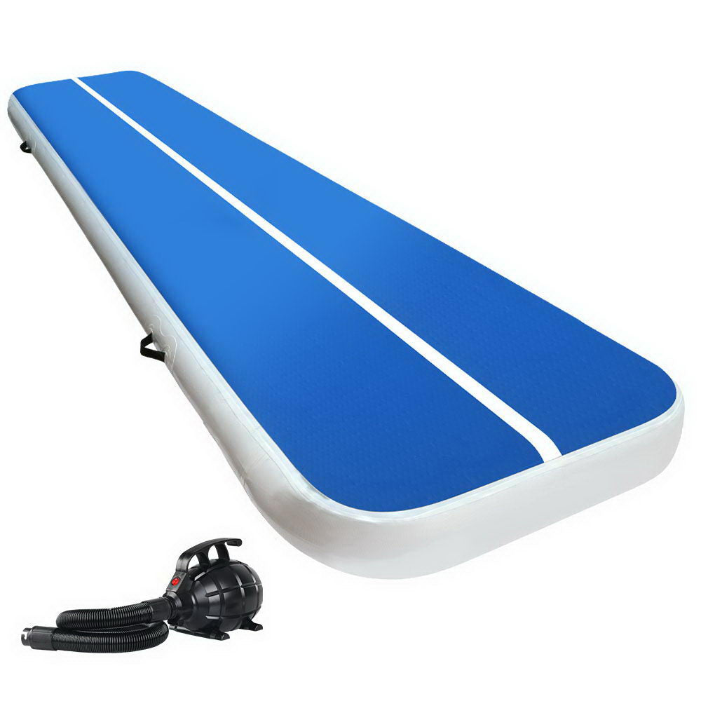 Everfit 4X1M Inflatable Air Track Mat 20CM Thick with Pump Tumbling Gymnastics Blue freeshipping - Awezingly