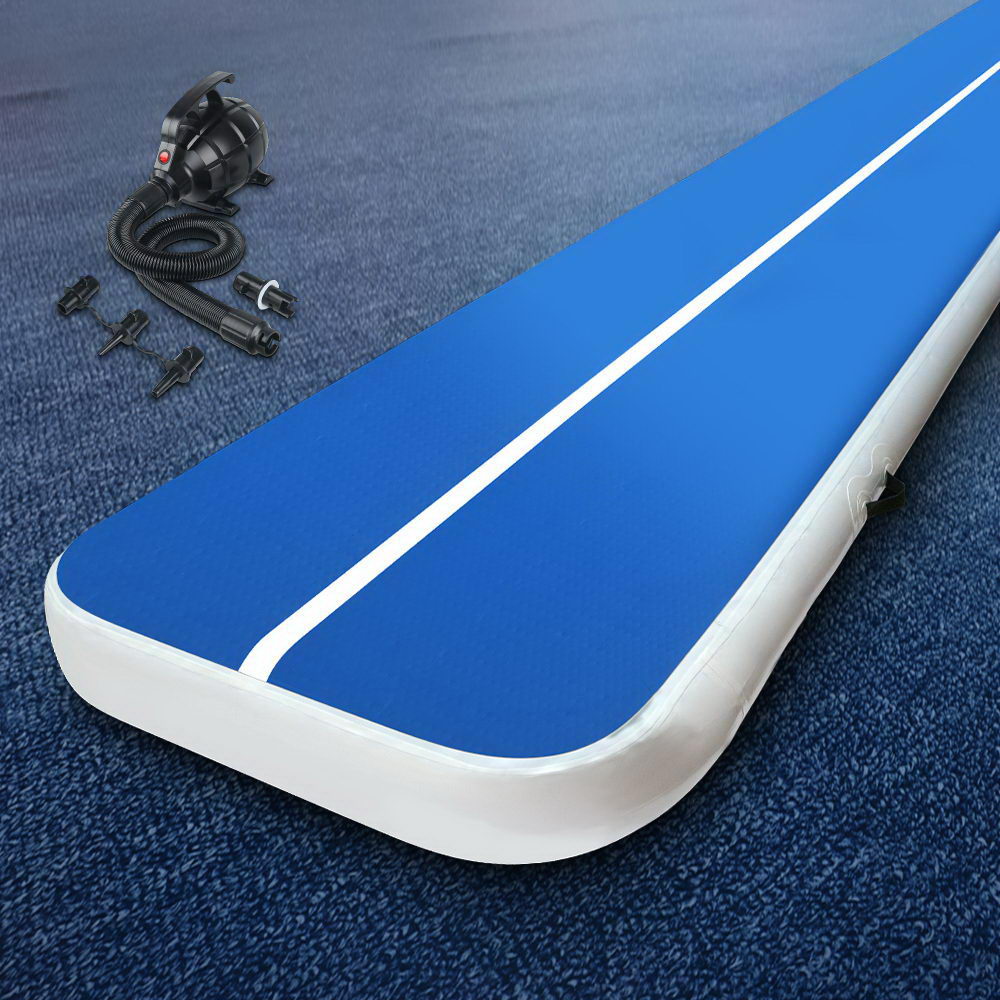 Everfit 4X1M Inflatable Air Track Mat 20CM Thick with Pump Tumbling Gymnastics Blue freeshipping - Awezingly