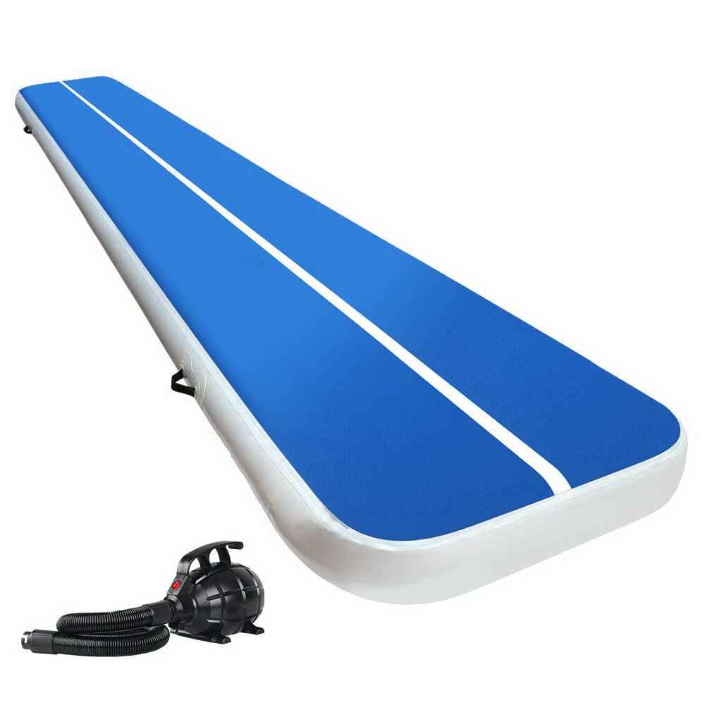 Everfit 5X1M Inflatable Air Track Mat 20CM Thick with Pump Tumbling Gymnastics Blue freeshipping - Awezingly