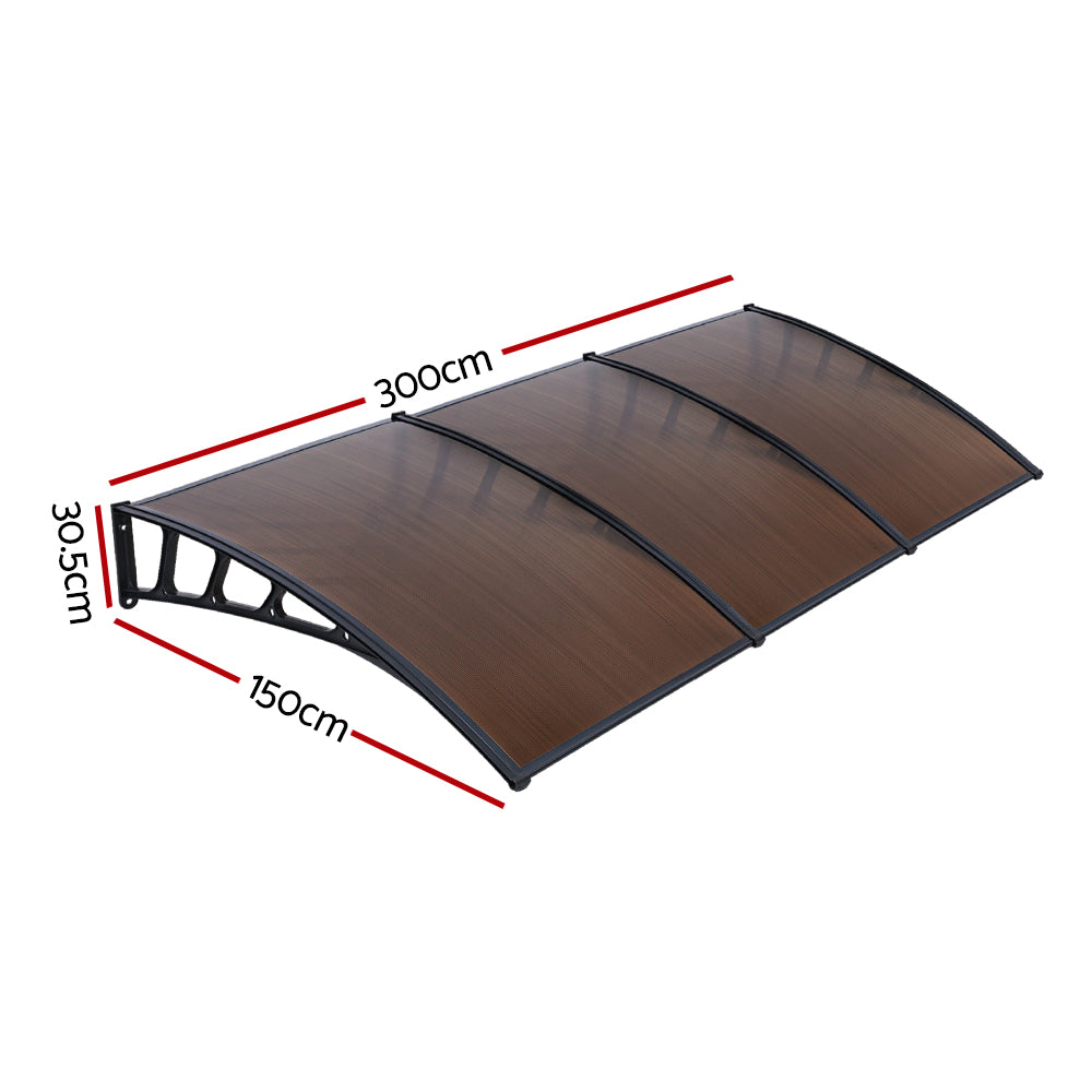 Instahut Window Door Awning Door Canopy Outdoor Patio Cover Shade 1.5mx3m DIY BR Instahut