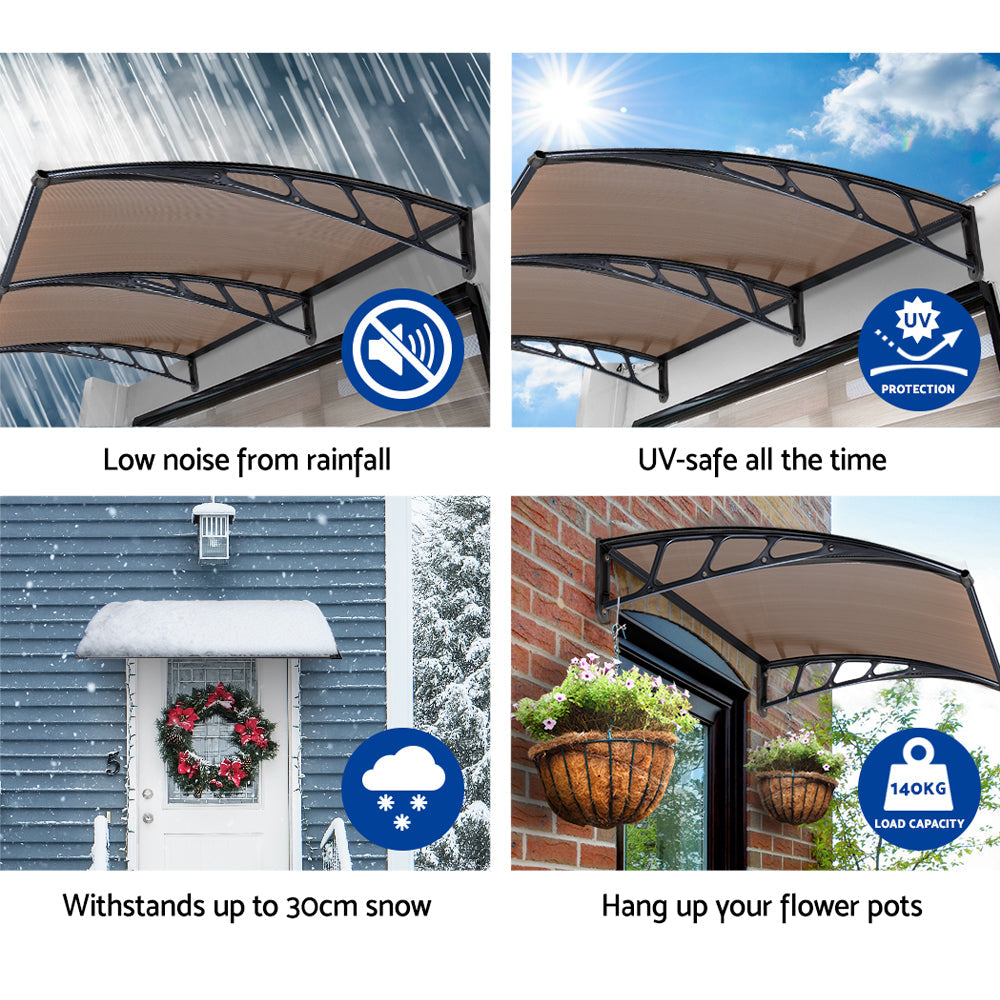 Instahut Window Door Awning Door Canopy Outdoor Patio Cover Shade 1.5mx3m DIY BR Instahut